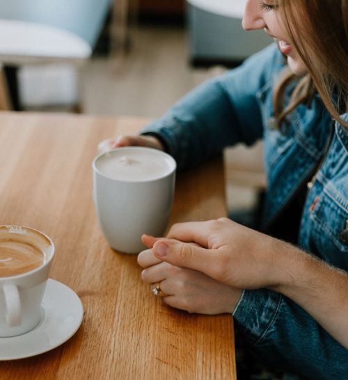 woman drinking coffee